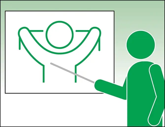 person using a diagram to teach about physical therapy