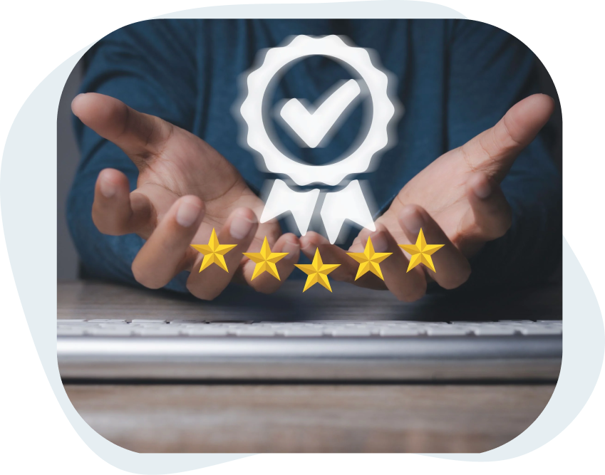 A_Man_With_Hands_Holding_Graphic_Reprsenting_Five_Star_Quality_Rating