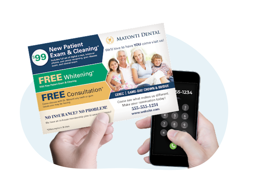 Callling_Dentist_On_A_Marketing_Postcard