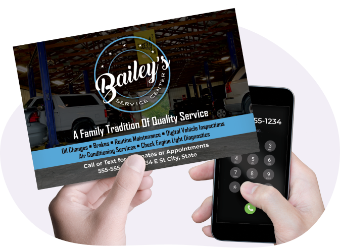 Callling_An_Auto_Repair_Service_From _A_Marketing_Postcard
