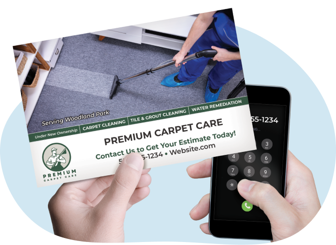 Callling_A_Cleaning_Service_From_A_Marketing_Postcard