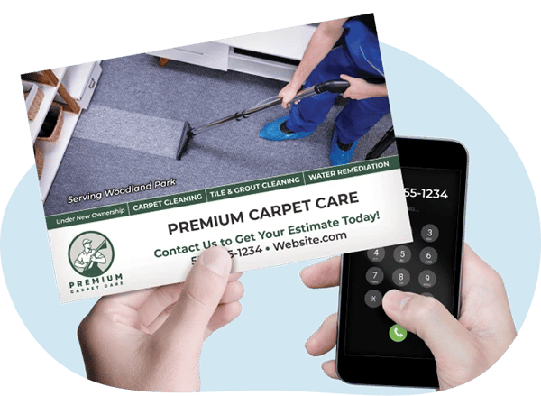 Callling_A_Cleaning_Service_From_A_Marketing_Postcard