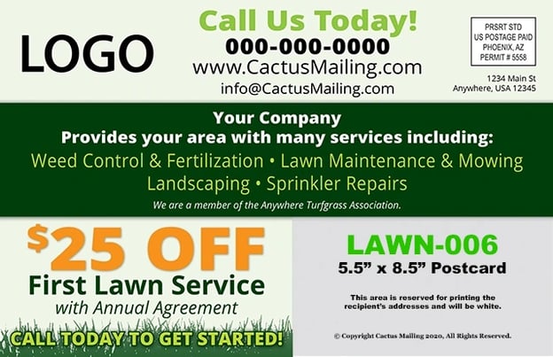 Sample landscaping postcard with a compelling offer