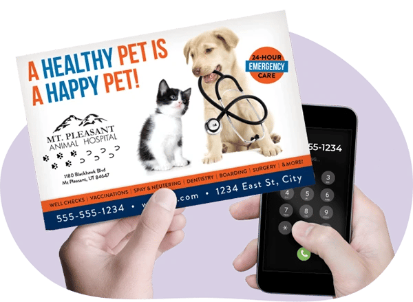 Callling_A_Veterinary_Pet_Service_From_A_Marketing_Postcard