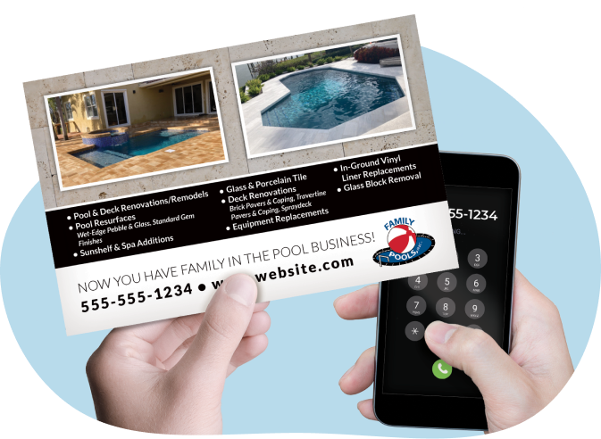 Callling_A_Pool_Service_From_A_Marketing_Postcard