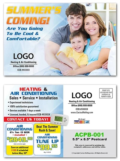 example of an HVAC marketing postcard with a headline that works