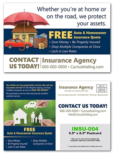 an example of an insurance agency postcard with an effective offer