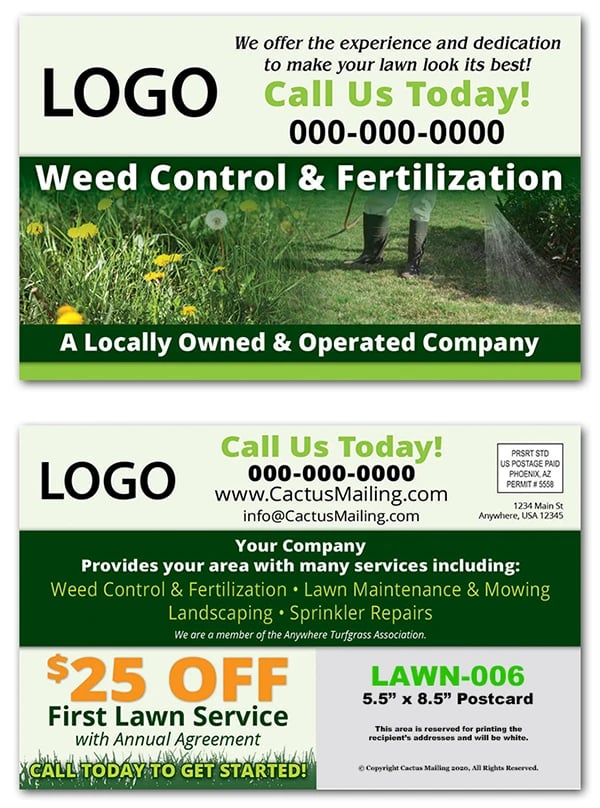 Sample of a landscaping postcard by Cactus Mailing