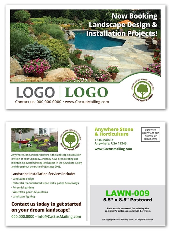 ample of a landscaping postcard by Cactus Mailing