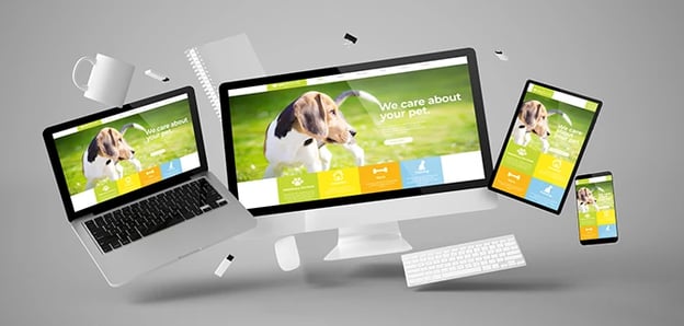 Vet website displayed on different types of devices