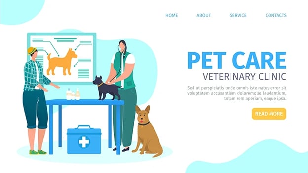 Sample landing page of a veterinary website