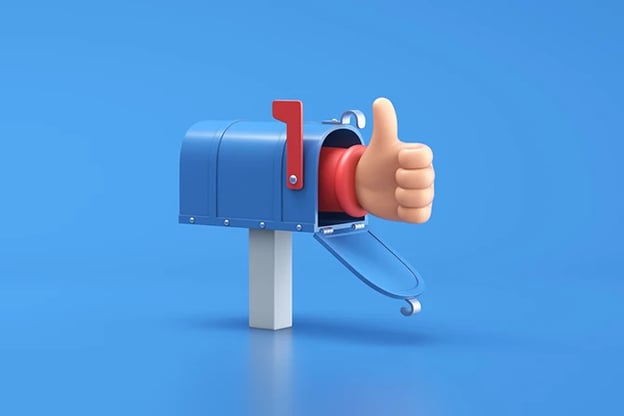 iStock-14828985013D Illustration of mailbox and hand with thumbs up