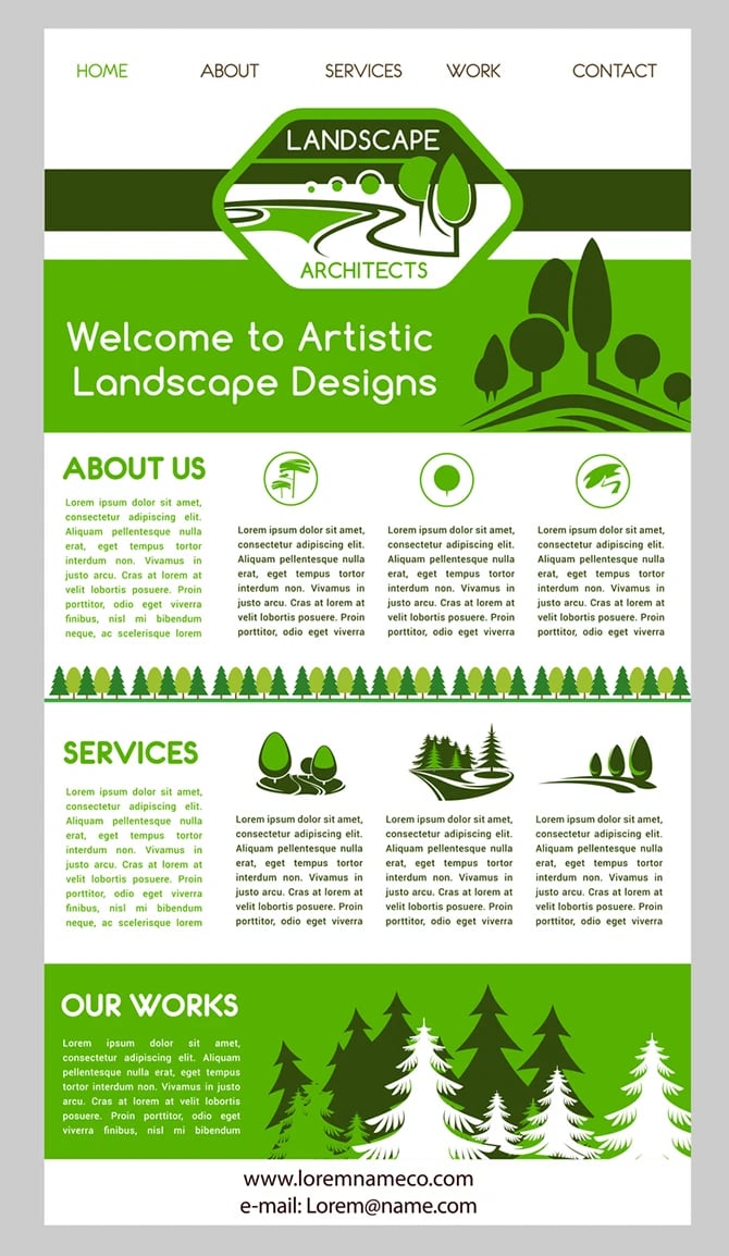 Sample of a landscaping website homepage