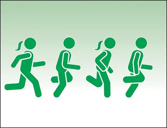 trainer running with a group of people