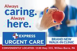 Sample medical postcard design for a brand new walk-in clinic.