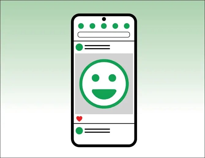 Positive Social Media Phone Graphic