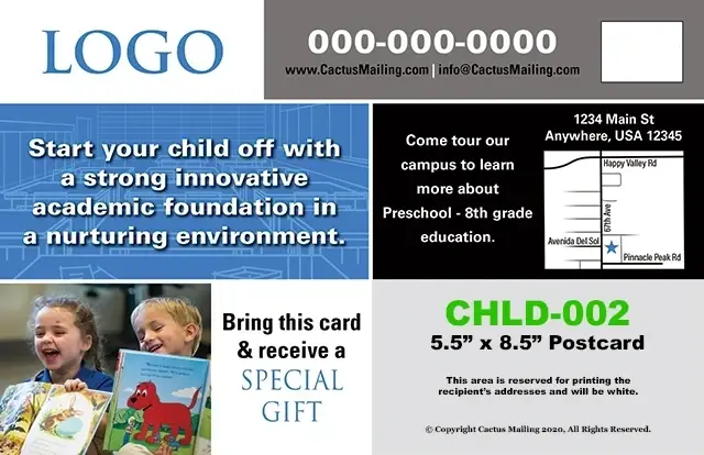 Effective_Childare_Private_School_Marketing_Postcard_Example_2_Back