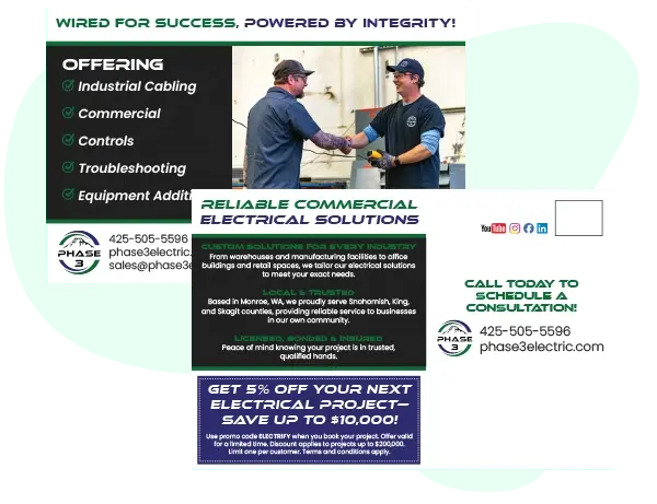 An example of a successful direct mail postcard for an electrical contractor