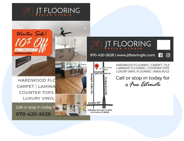 An example of an effective direct mail postcard for a flooring retail store