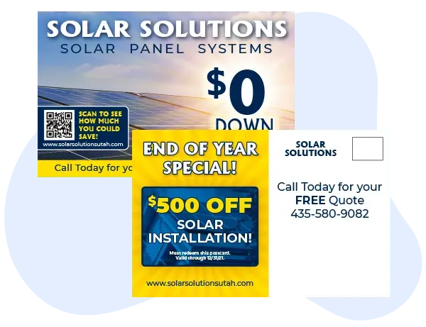 An example of a successful direct mail postcard for a solar panel installation contractor