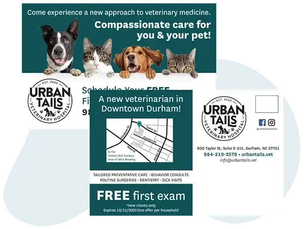 An example of an effective direct mail postcard for a veterinarian