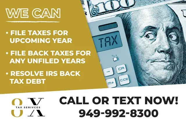 An example of the front of a direct mail postcard for a tax service firm.