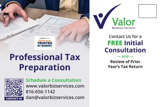 An example of the back of a direct mail postcard for an accounting firm.