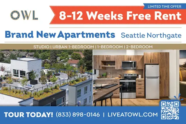 An example of the front of a direct mail postcard for an apartment complex