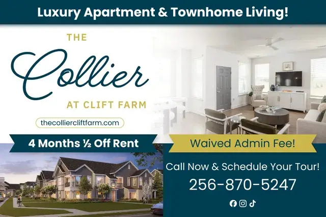 An example of the front of a direct mail postcard for an apartment complex