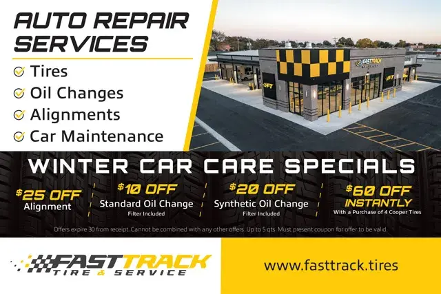 An example of the front of a direct mail postcard for an auto repair shop