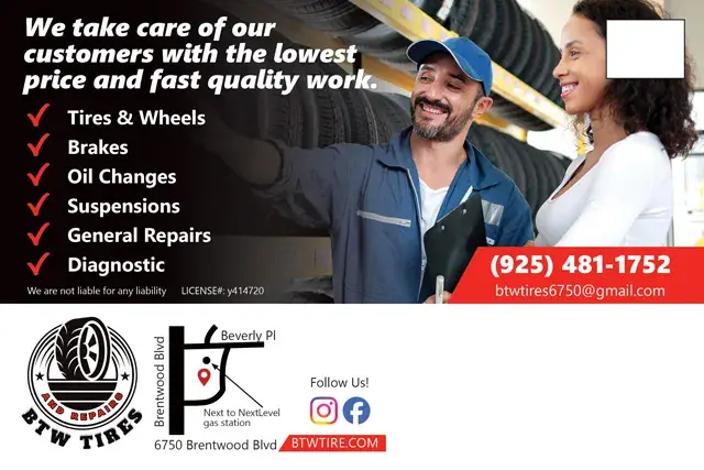 An example of the back of a direct mail postcard for a tire shop