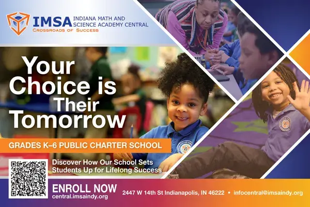An example of the front of a direct mail postcard for a public charter school