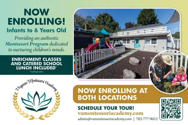 An example of the front of a direct mail postcard for a Montessori academy