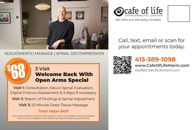 An example of the back of a direct mail postcard for a chiropractor