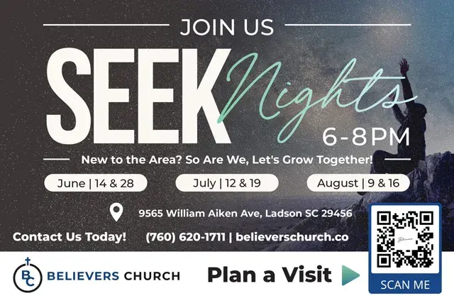 An example of the front of a direct mail postcard for a Church