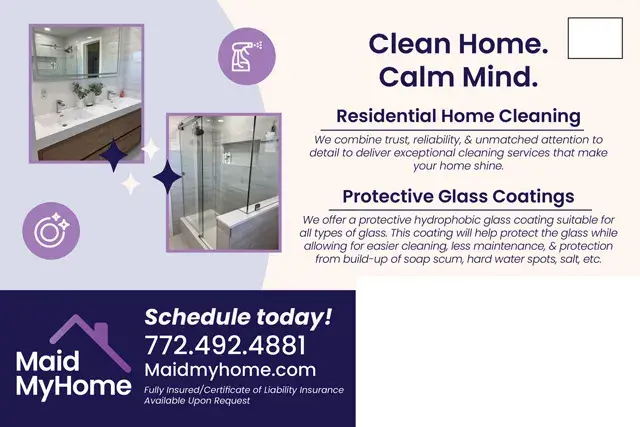 An example of the back of a direct mail postcard for a Maid Service