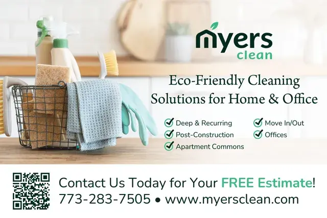 An example of the front of a direct mail postcard for a Maid ServiceAn example of the front of a direct mail postcard for a cleaning service