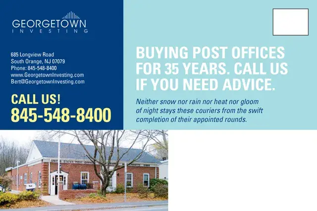 An example of the back of a direct mail postcard for a commercial real estate investor