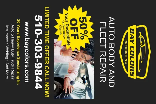 An example of the front of a direct mail postcard for an automotive body shop