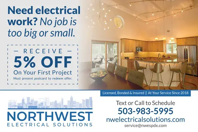 An example of the front of a direct mail postcard for an electrical contractor