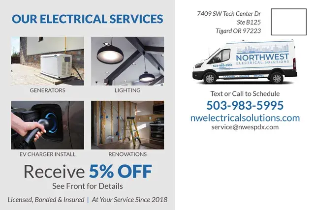 An example of the back of a direct mail postcard for an electrical contractor