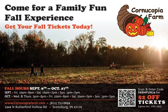 An example of the front of a direct mail postcard for a seasonal family venue