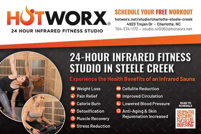 An example of the front of a direct mail postcard for a HotWorx fitness studio
