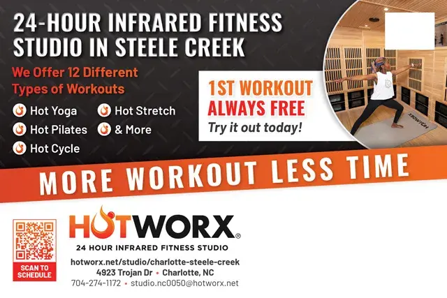 An example of the back of a direct mail postcard for a HotWorx fitness studio