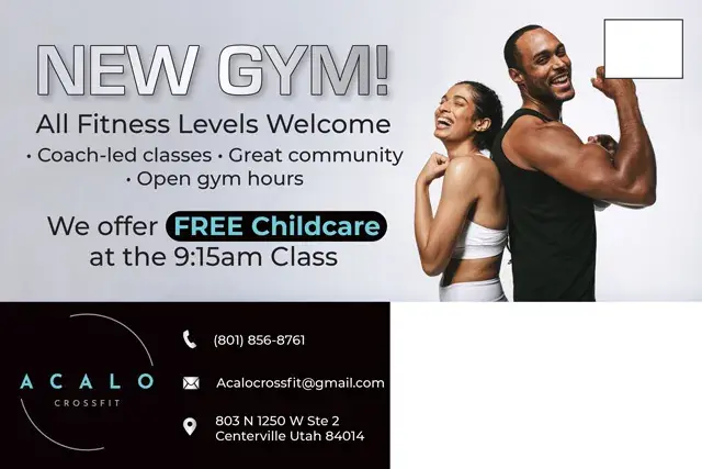 An example of the back of a direct mail postcard for a gym