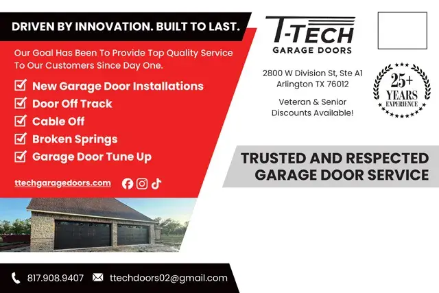 An example of the back of a direct mail postcard for a garage door contractor