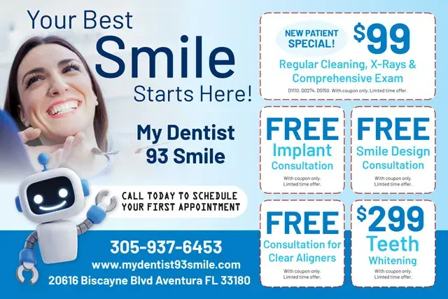 An example of the front of a direct mail postcard for a dental practice