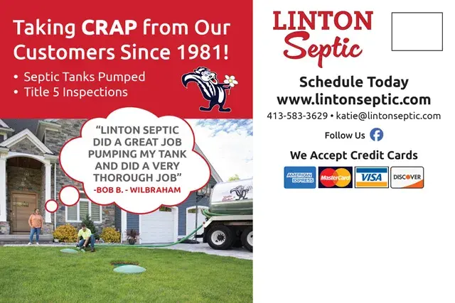 An example of the back of a direct mail postcard for a septic service company