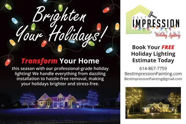 An example of the front of a direct mail postcard for a contractor specializing in Christmas lights