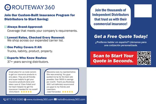 An example of the back of a direct mail postcard for a commercial shipping insurance agency